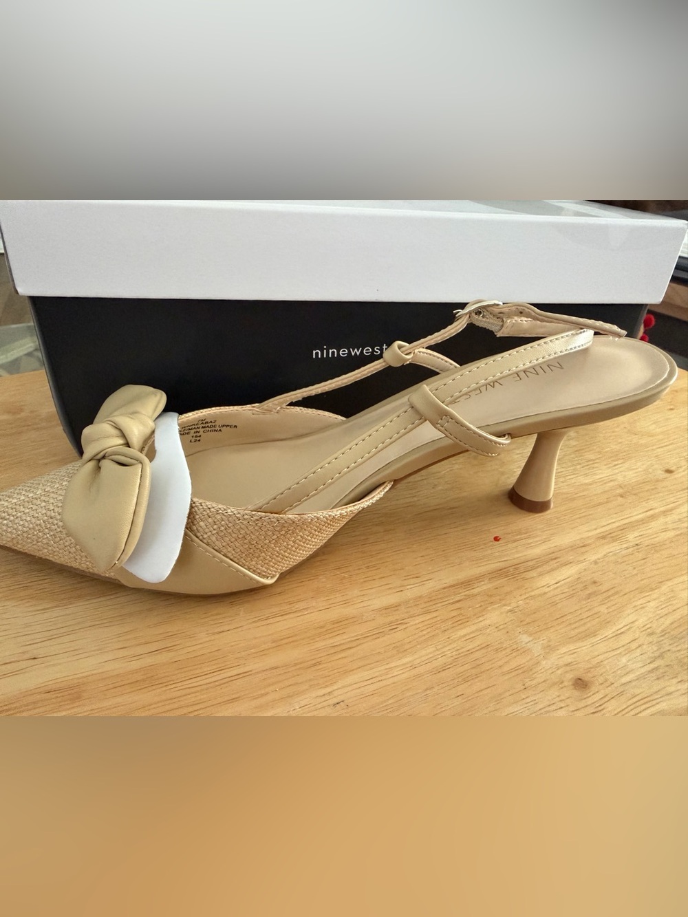 Nine West Neutral Beige Slingback Block Heel Sandals
